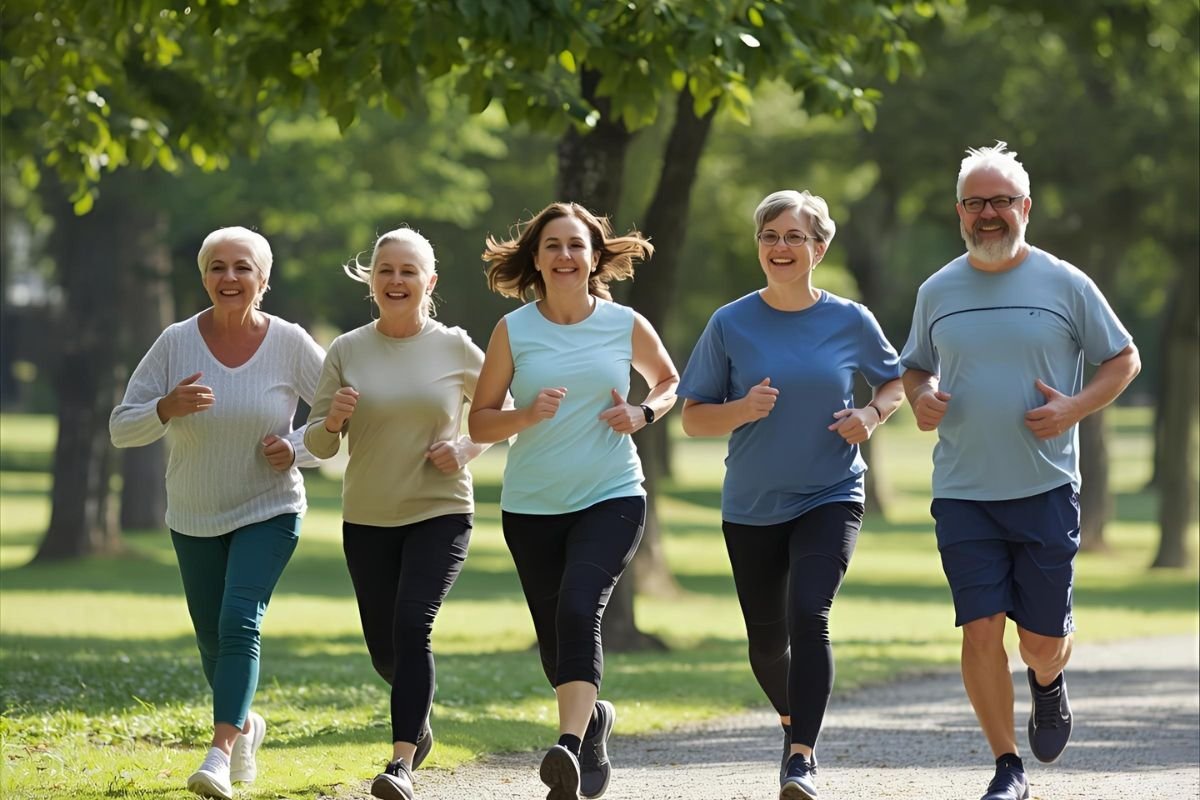 Pessoas correndo no parque