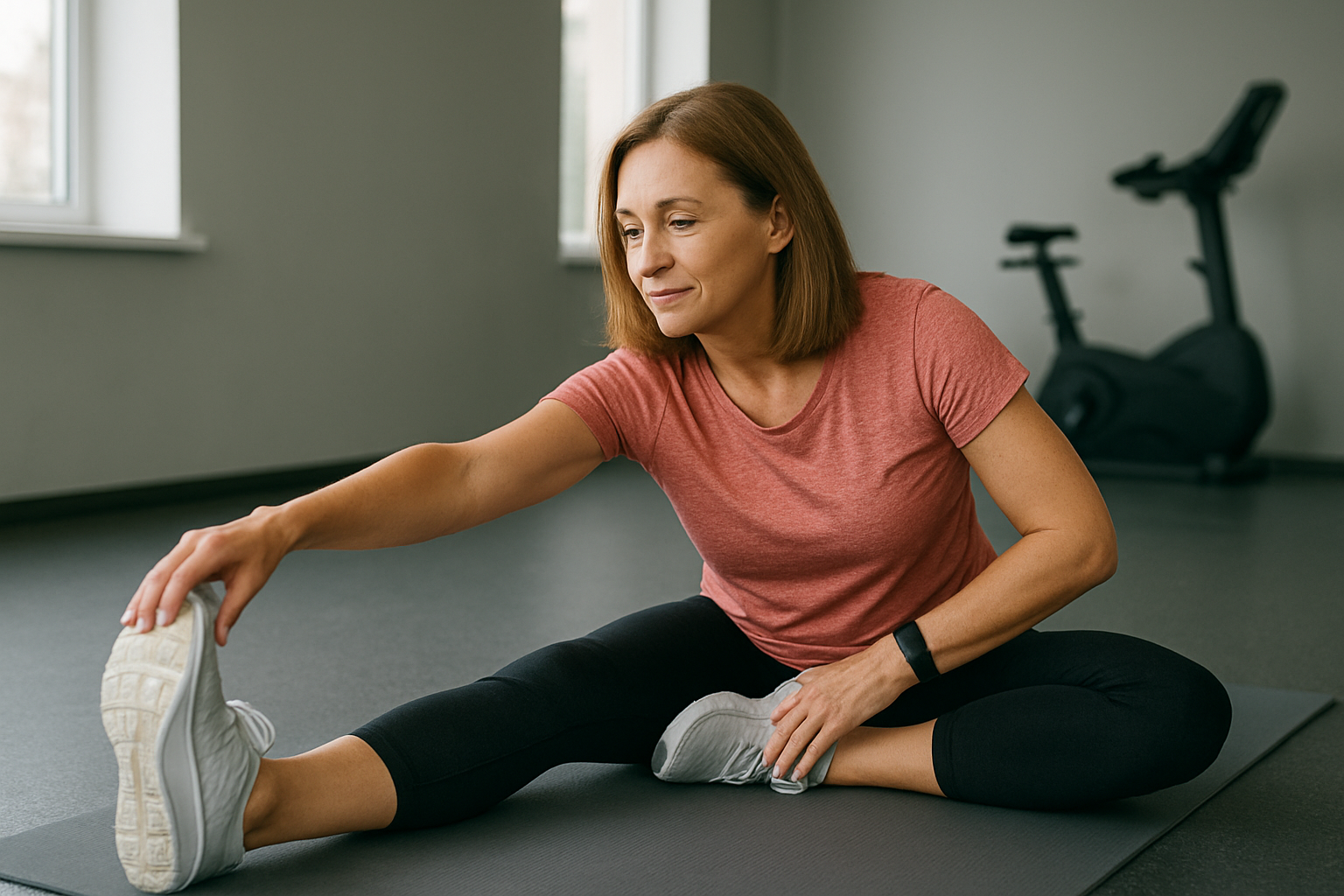 Mulher alongamento físico