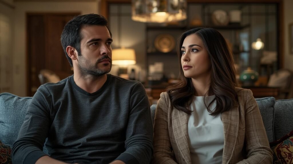 Casal fisicamente próximo mas emocionalmente afastados