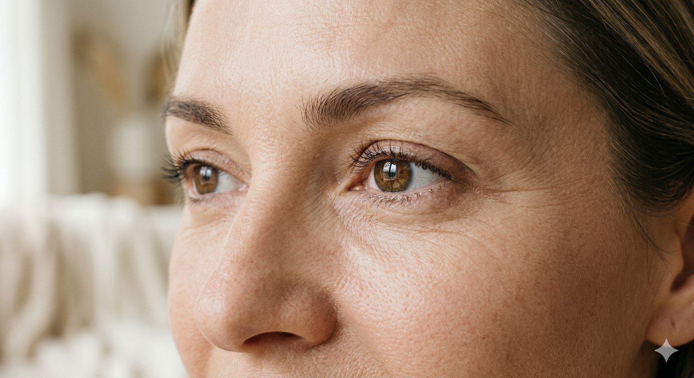 Linhas de expressão nos olhos após os 40+.